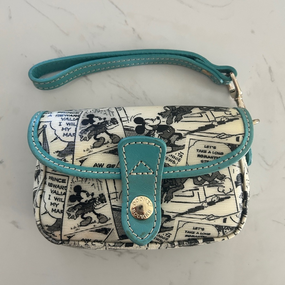 Dooney & Bourke Rare Disney Mickey Comic Strip Wristlet - EUC